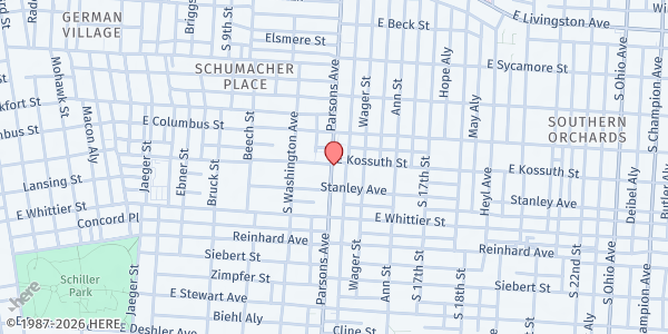 Map showing Salvation Army Southside Pantry - 888 Parsons Ave at 888 PARSONS AVE, COLUMBUS, OH