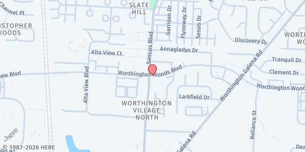 Map showing Salvation Army Worthington - Pantry at 760 WORTHINGTON WOODS BLVD, COLUMBUS, OH