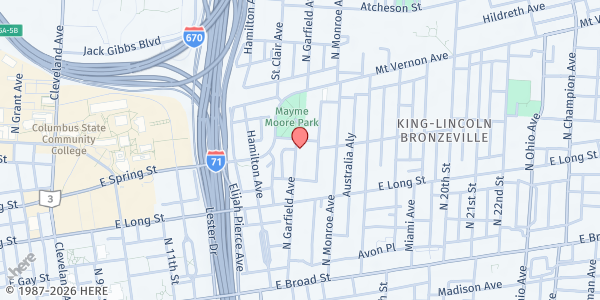 Map showing Soup Kitchen - Columbus at 206 N GARFIELD AVE, COLUMBUS, OH