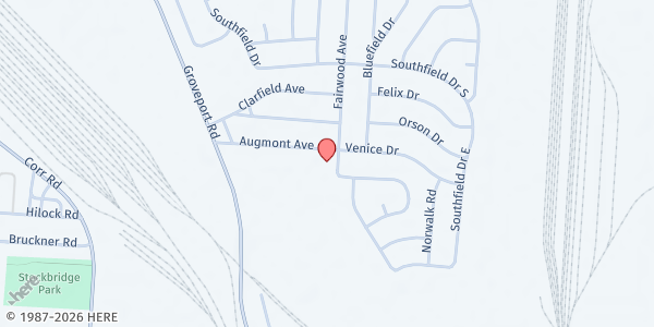 Map showing Southfield Baptist at 1399 Augmont Ave, Columbus, OH