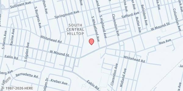 Map showing St. Agnes Church at 2364 W Mound St, Columbus, OH