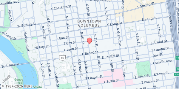 Map showing St. Vincent de Paul Society - Columbus at 197 E Gay St, Columbus, OH