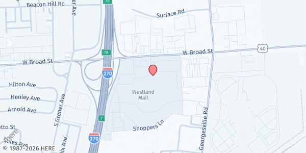 Map showing Trinity Assembly of God Produce Market at 4273 Westland Mall, Columbus, OH