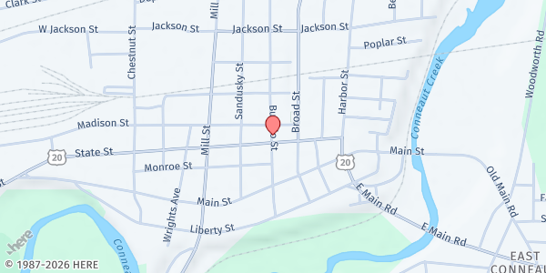 Map showing Free Methodist Church at , Conneaut, OH