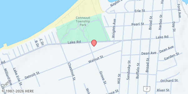 Map showing Good Shepherd Lutheran Church at 876 Grove St, Conneaut, OH
