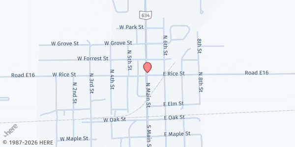 Map showing Continental Circle of Friends Parish Food Pantry at 300 N. Main St., Continental, OH