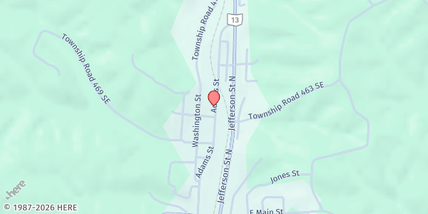 Map showing St. Vincent de Paul (Corning) at 203 Adams St., Corning, OH