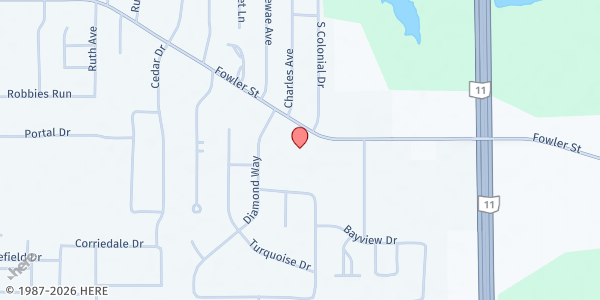 Map showing Cortland Cares Food Pantry at 1000 Fowler St, Cortland, OH