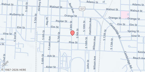 Map showing Upper Room Pantry at 803 Vine Street, Coshocton, OH