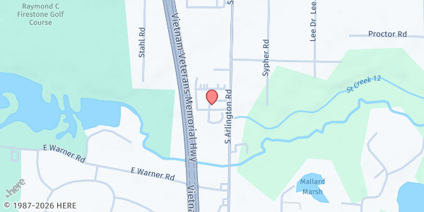 Map showing H.O.P.E. Ministries at 2274 South Arlington Road, Cottage Grove, OH