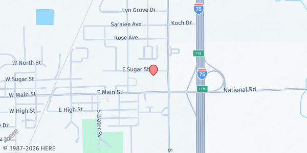 Map showing CH KI LO Food Pantry at 510 E. Sugar Street, Cridersville, OH