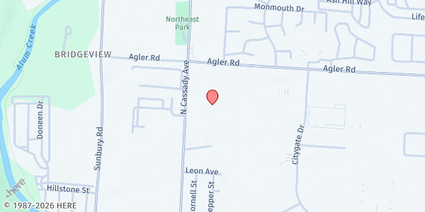 Map showing Columbus Christian Center at 2300 North Cassady Avenue, Cumberland Ridge, OH
