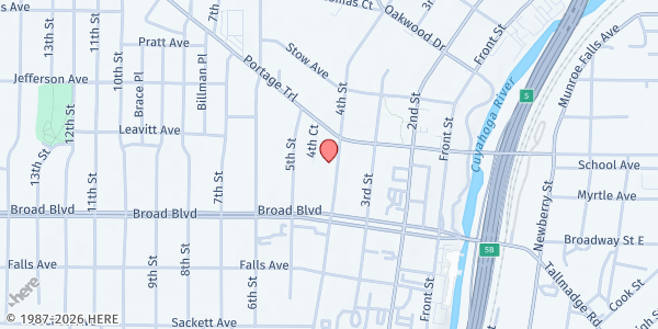 Map showing Cuyahoga Chapel Church of God - Pantry at 2106 4th Street, Cuyahoga Falls, OH