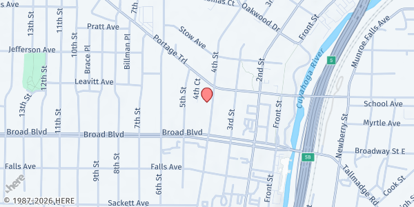 Map showing Cuyahoga Chapel Church of God - Pantry Location at 2106 4th Street, Cuyahoga Falls, OH