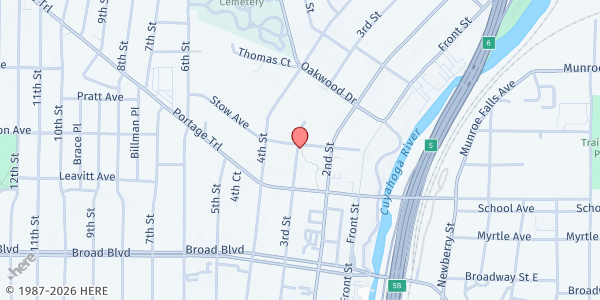 Map showing Cuyahoga Falls Good Neighbors Pantry at 1742 2nd St, Cuyahoga Falls, OH