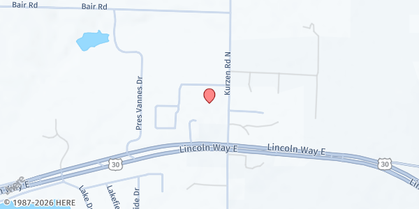 Map showing Living Water Church at 200 N Kurzen Road, Dalton, OH
