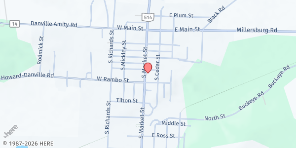 Map showing ISS Danville Choice Pantry at 302 South Market Street, Danville, OH