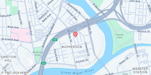 Map showing Aspire Church at 51 Best Street, Dayton, OH