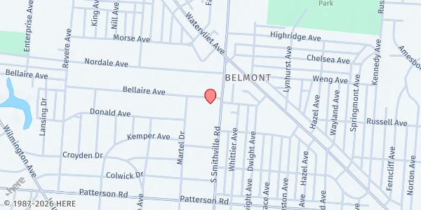Map showing Belmont United Methodist at 2701 S. Smithville Rd., Dayton, OH