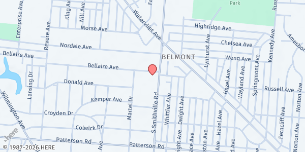 Map showing Belmont United Methodist Church at 2701 S Smithville Rd, Dayton, OH