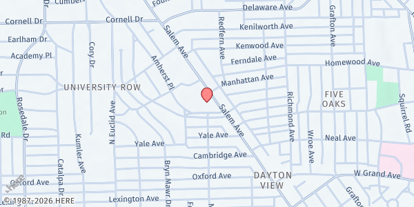 Map showing Dayton Cooks at 1001 Harvard Blvd, Dayton, OH