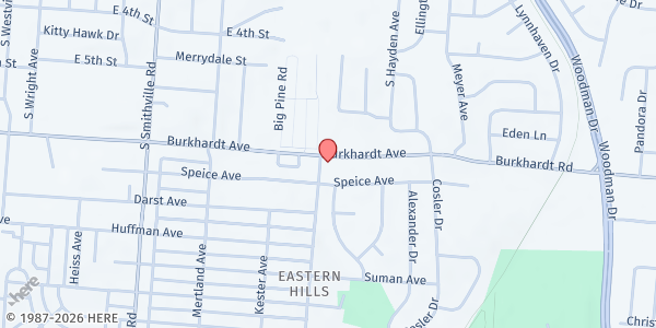Map showing Dayton Metro Library – Burkhardt Branch at 4704 Burkhardt Ave., Dayton, OH