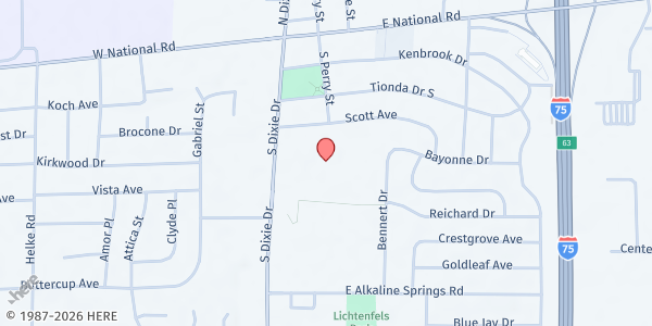 Map showing Dayton Metro Library – Vandalia Branch at 330 S. Dixie Dr., Dayton, OH