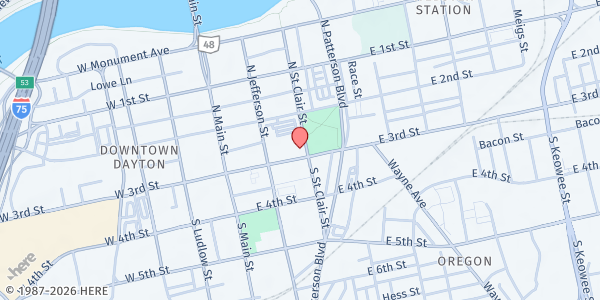 Map showing Dayton YWCA at 141 E 3rd St, Dayton, OH