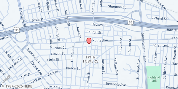 Map showing East End Community Services of WestCare Ohio - Mobile Food Pantry at 624 Xenia Ave., Dayton, OH