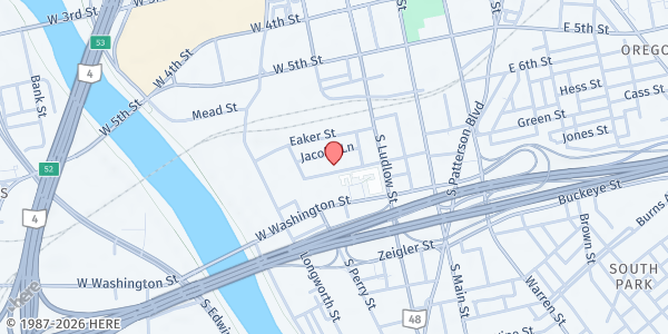 Map showing Emmanuel SVDP Conference at 149 Franklin St, Dayton, OH