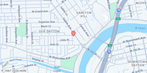 Map showing Expressions of Life, Inc. at 160 Salem Avenue, Dayton, OH