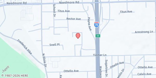 Map showing First Heavy Metal Church of Christ at 2251 Timber Lane, Dayton, OH