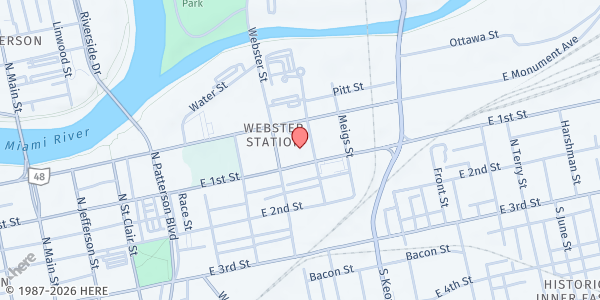 Map showing Good Neighbor House at 627 East First Street, Dayton, OH