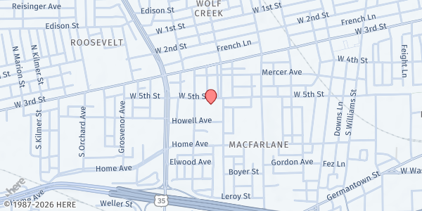 Map showing Greater Allen AME Church at 1620 W 5th St, Dayton, OH