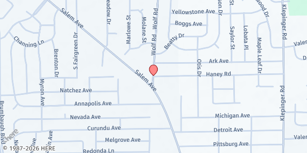 Map showing Harris Memorial CME Church - Food Pantry at 4950 Haney, Dayton, OH