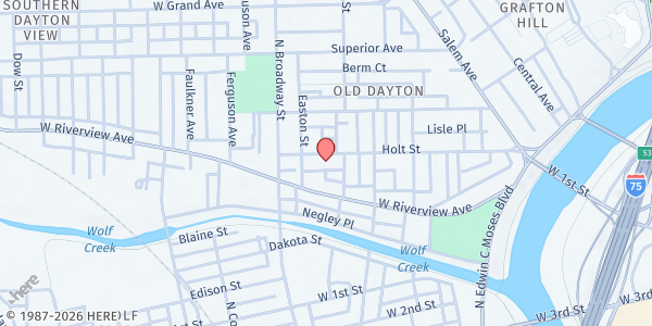 Map showing Holt Street Miracle Center at 420 Holt Street, Dayton, OH