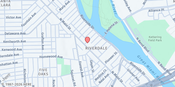 Map showing Hope Foundation - The Vineyard Church at 1222 N. Main St., Dayton, OH