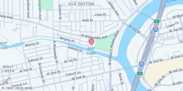 Map showing House of Bread at 9 Orth Ave, Dayton, OH