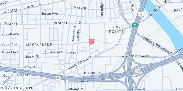 Map showing Mckinley United Methodist Church at 196 Hawthorn St, Dayton, OH