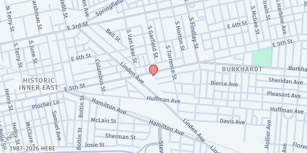 Map showing Memorial UCC Food Pantry at 2338 E. 5th St., Dayton, OH