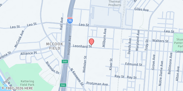 Map showing Northeast Churches Emergency Food Pantry at 1404 Webster St, Dayton, OH