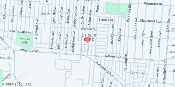 Map showing Ohmer Park UMC at 1357 Arbor Ave, Dayton, OH