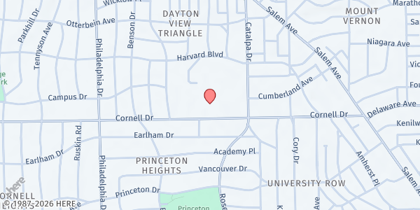 Map showing Omega Senior Lofts at 1461 Cornwell Drive, Dayton, OH