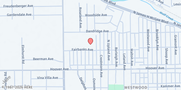 Map showing Shiloh Baptist Church of Dayton at 3801 Fairbanks Ave., Dayton, OH