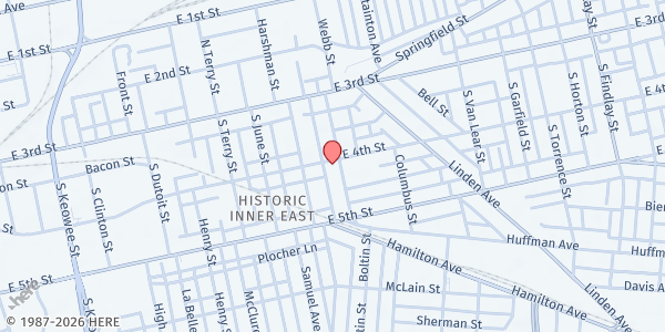 Map showing St. Paul United Methodist Church at 101 Huffman Ave., Dayton, OH