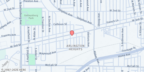 Map showing Sunlight Village - Marketplace Food Pantry at 3320 W. Third St., Dayton, OH