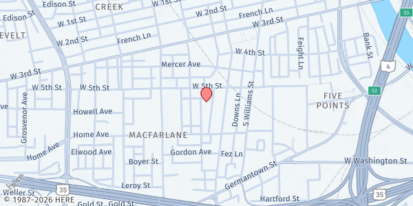 Map showing The Dakota Center at 33 Barnett Street, Dayton, OH