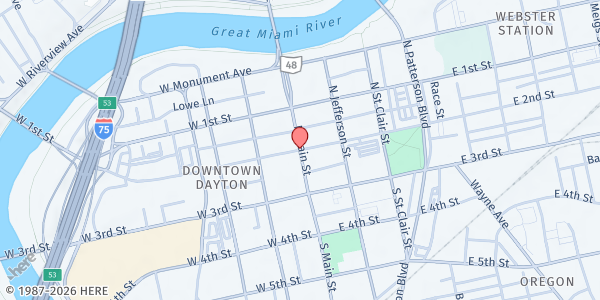 Map showing The Foodbank, Inc. Main Location at , Dayton, OH