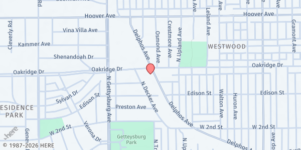 Map showing Wesley Center Dayton at 3730 Delphos Ave., Dayton, OH