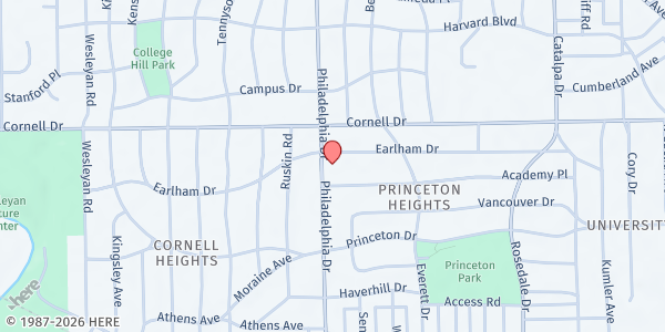 Map showing Zion Baptist Church at 1684 Earlhame Drive, Dayton, OH